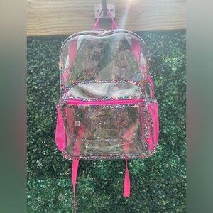 Vera Bradley Clear Backpack With Floral Trim and shoulder straps